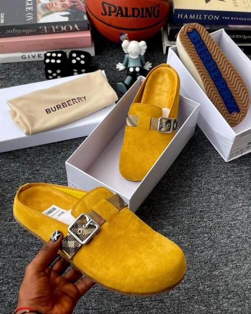 Burberry Suede & Shearling Chubby Mules