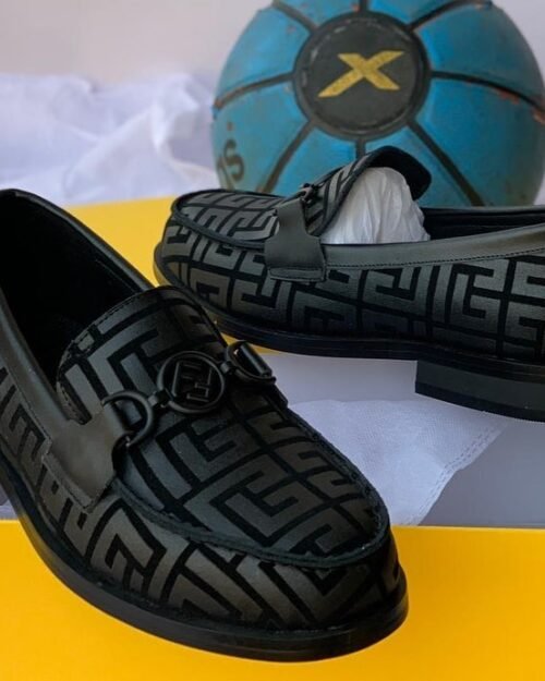Fendi Black Patterned Loafers