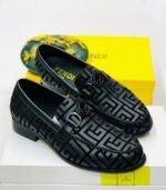 Black Fendi Pattern Loafers