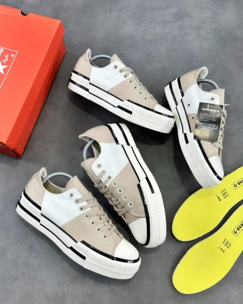 Converse Chuck 70 Plus Low Top "Beige Black White" Deconstructed Sneakers