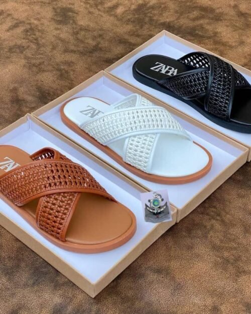 ZARA Woven Criss-Cross Strappy Flat Sandals