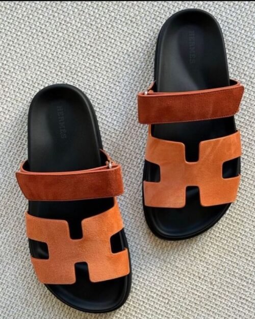 Hermès Chypre Suede Sandals Orange | Adjustable Strap Anatomical Rubber Sole