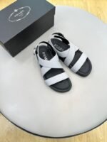 Prada Milano Cross Strap Leather Sandals