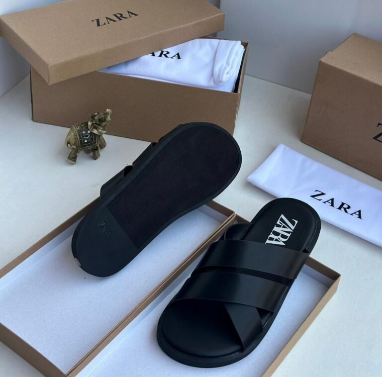 Zara Black Flat Crossed-Strap Sandals