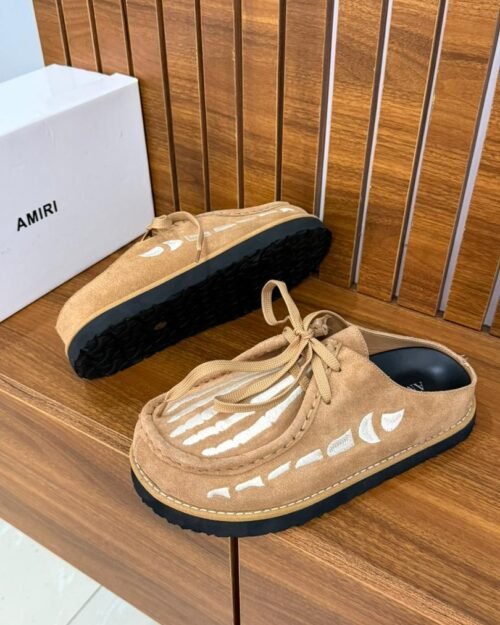 AMIRI Skeleton-Detail Suede Mules