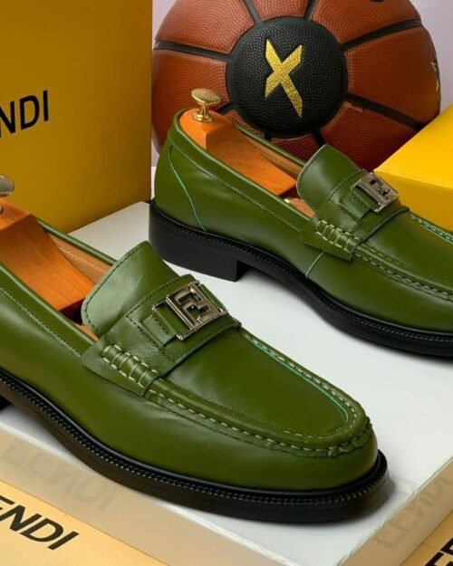 Fendi Green Leather Loafers