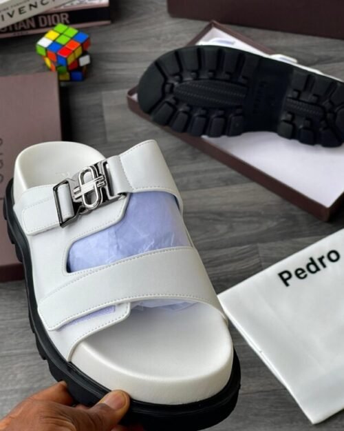 PEDRO White Double-Strap Sandals