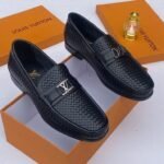 Black Woven Leather Loafers - Image 2