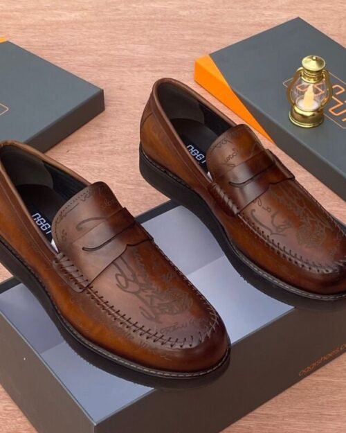 Brown Italian Leather Men’s Loafers