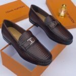 Black Woven Leather Loafers