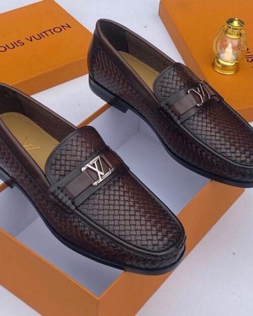 Black Woven Leather Loafers