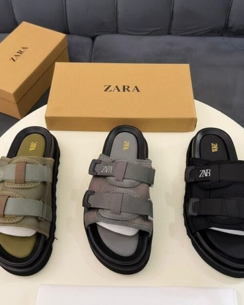 Chunky Sole Slides with Double Velcro Strap