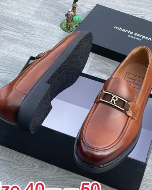 Roberto Serpenti Brown Leather Loafers