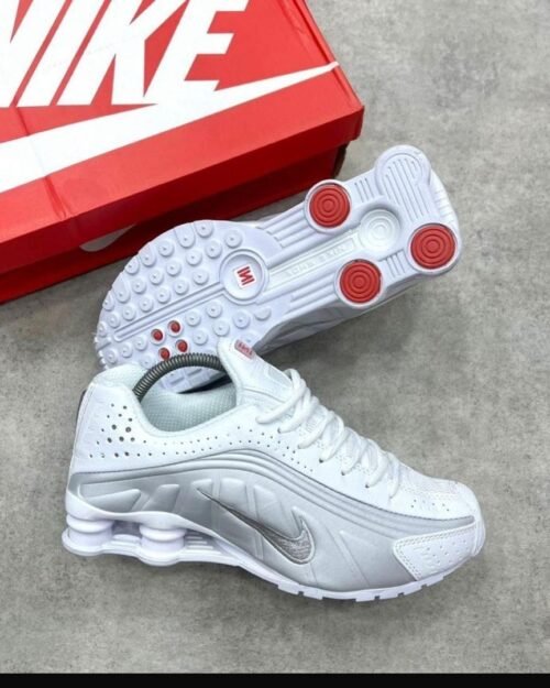 Nike Shox R4 "White & Metallic Silver" Sneakers
