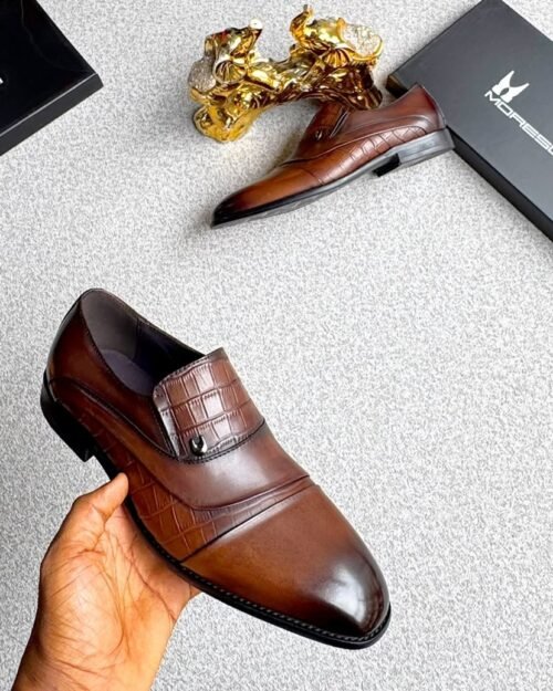 Moreschi Men's Crocodile-Embossed Leather Cap-Toe Loafers