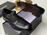 Tom Ford Black Leather T-Strap Buckle Sandals