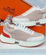 Hermès Bouncing Sneaker in Ribbed Knit with Red Accent