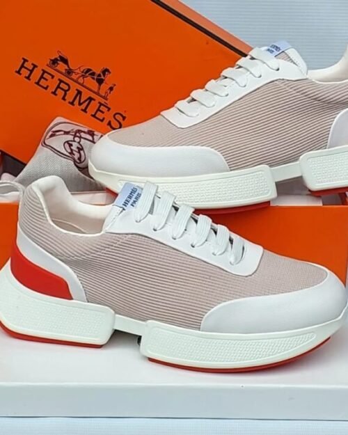 Hermès Bouncing Sneaker in Ribbed Knit with Red Accent