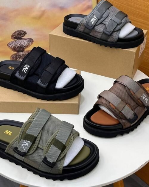 Women's Chunky Dual-Strap Webbing Slide Sandals