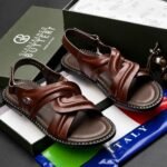 Gianfranco Butteri Men’s Brown Italian Leather Woven Sandal