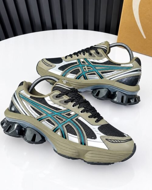 ASICS Gel-Kayano 14-Style Running Sneakers – Khaki, Black & White