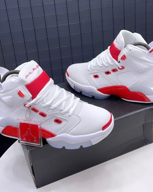 Air Jordan 6-Style High-Top Sneakers – White & Red